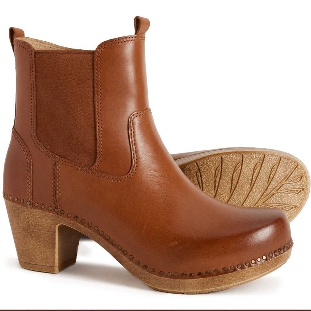 Nwt Dansko Shayna Leather Chelsea Boot Womens Size 8 Tan Heel Shootie Country